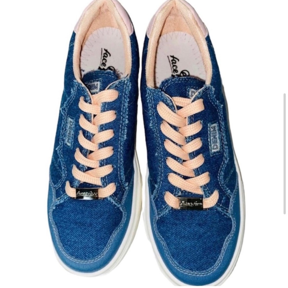 Women's Casual Shoes Denim Size
37 US 6.5 Blue Pink Lace Closure